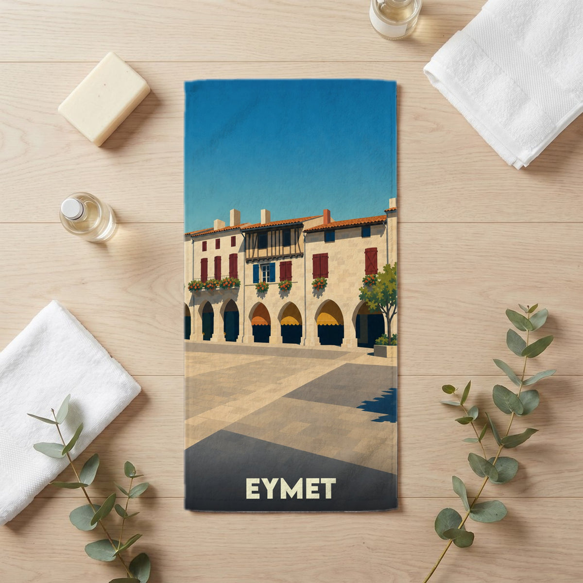 Serviette de bain 30 cm x 60 cm souvenir de Eymet