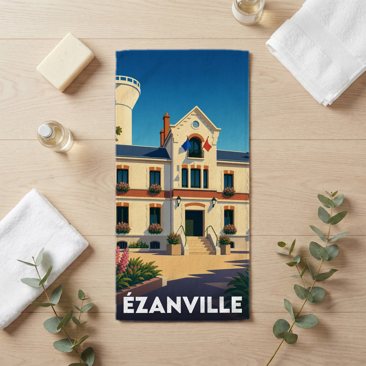 Serviette de bain 30 cm x 60 cm souvenir de Ézanville