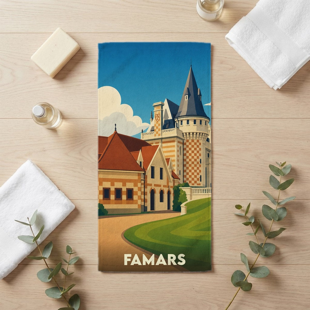Serviette de bain 30 cm x 60 cm souvenir de Famars