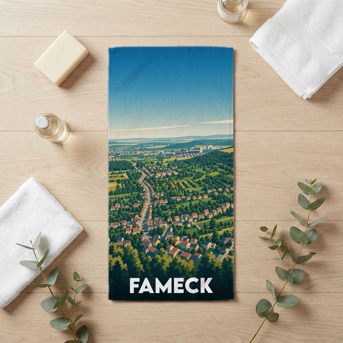 Serviette de bain 30 cm x 60 cm souvenir de Fameck