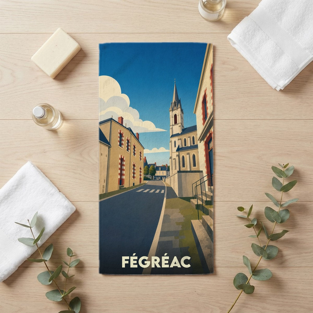 Serviette de bain 30 cm x 60 cm souvenir de Fégréac