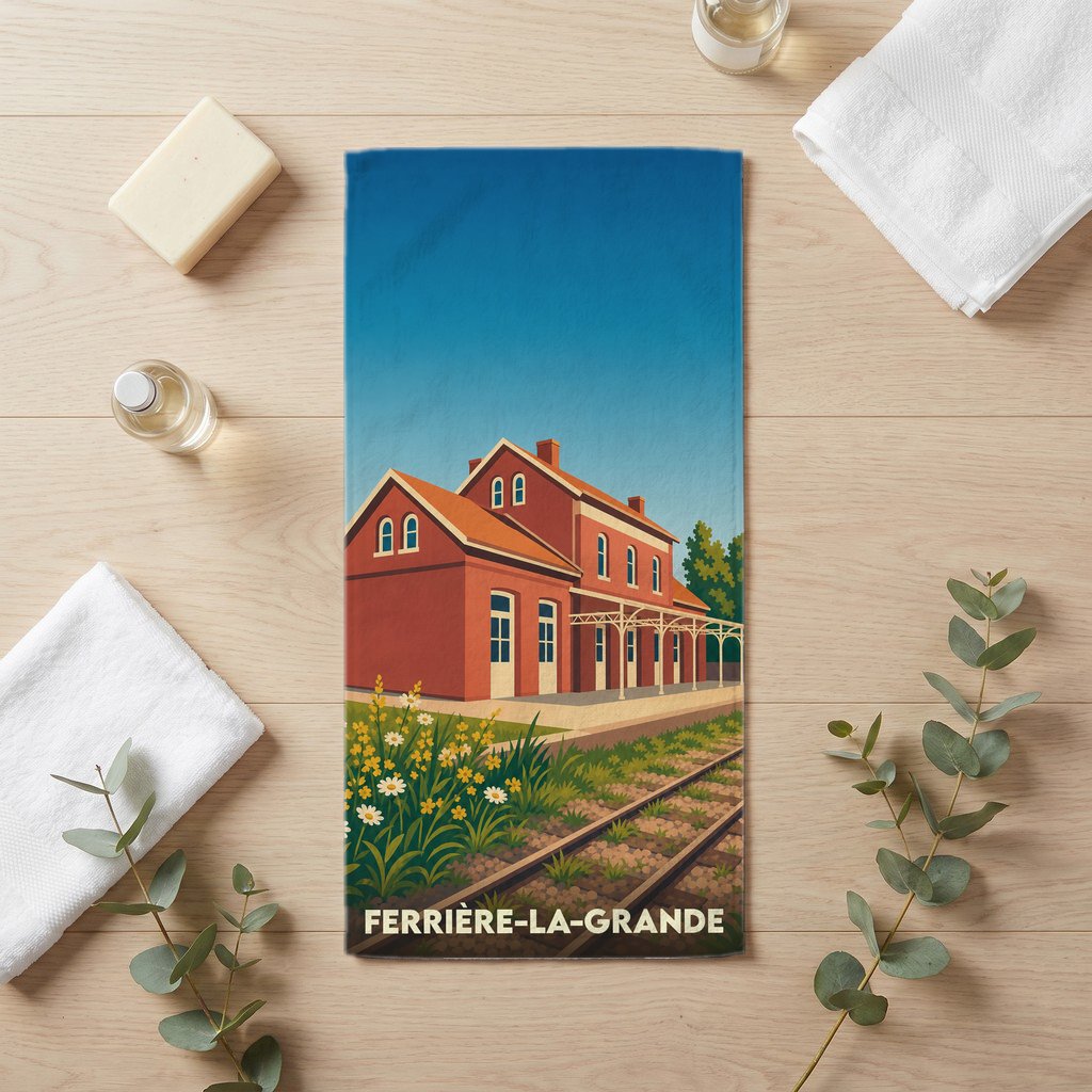 Serviette de bain 30 cm x 60 cm souvenir de Ferrière-la-Grande