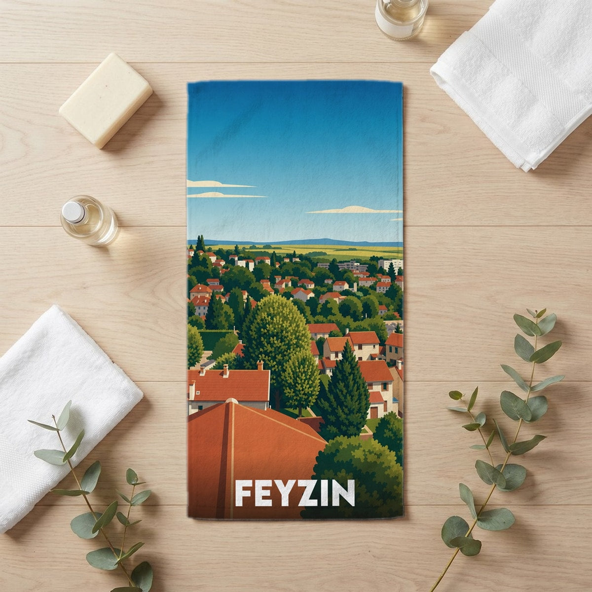 Serviette de bain 30 cm x 60 cm souvenir de Feyzin