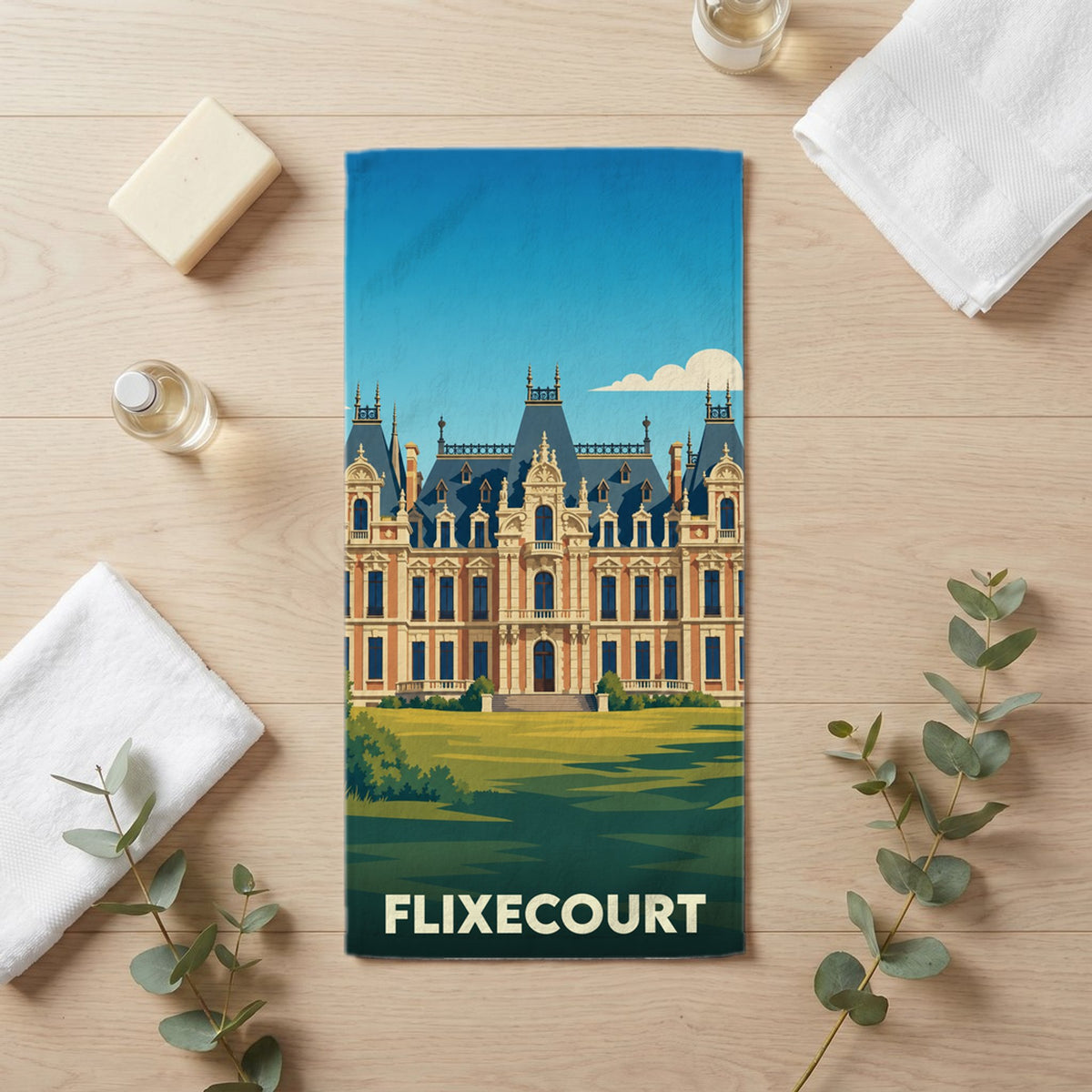 Serviette de bain 30 cm x 60 cm souvenir de Flixecourt