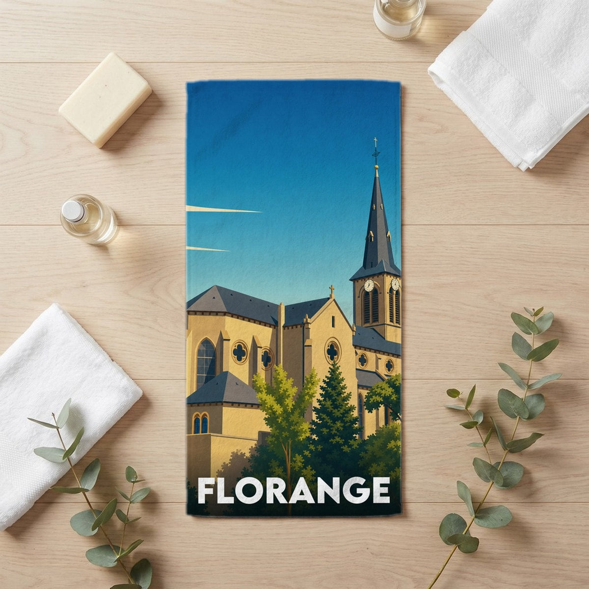 Serviette de bain 30 cm x 60 cm souvenir de Florange