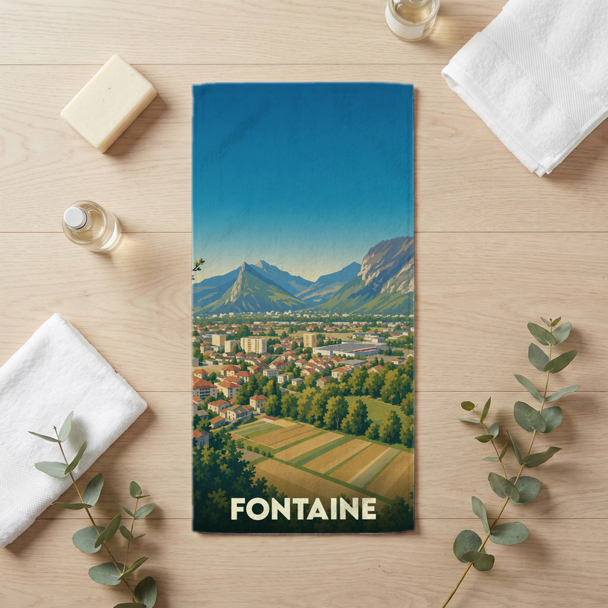 Serviette de bain 30 cm x 60 cm souvenir de Fontaine