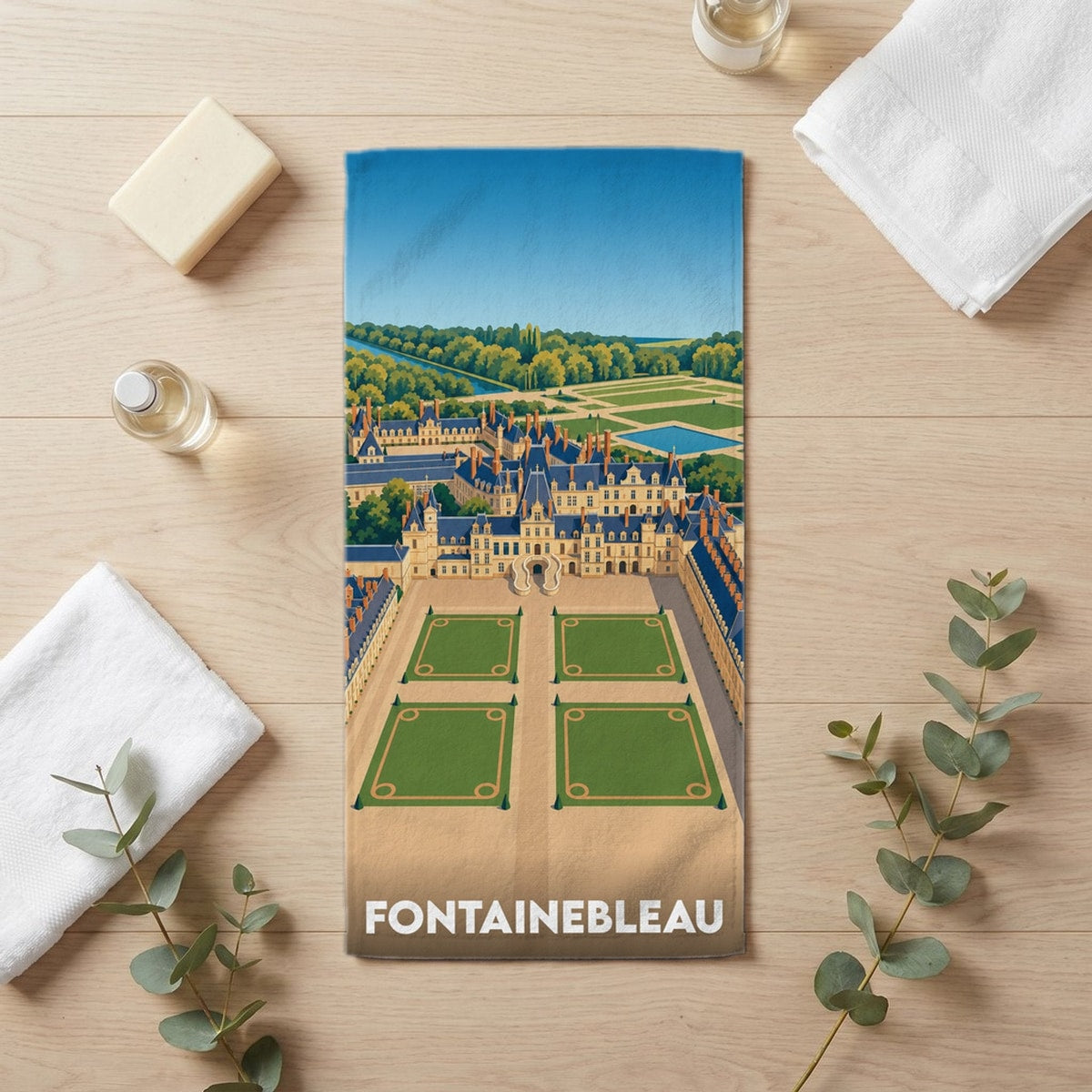 Serviette de bain 30 cm x 60 cm souvenir de Fontainebleau