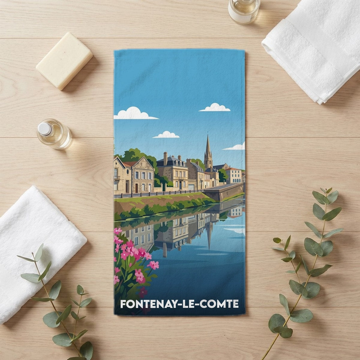 Serviette de bain 30 cm x 60 cm souvenir de Fontenay-le-Comte