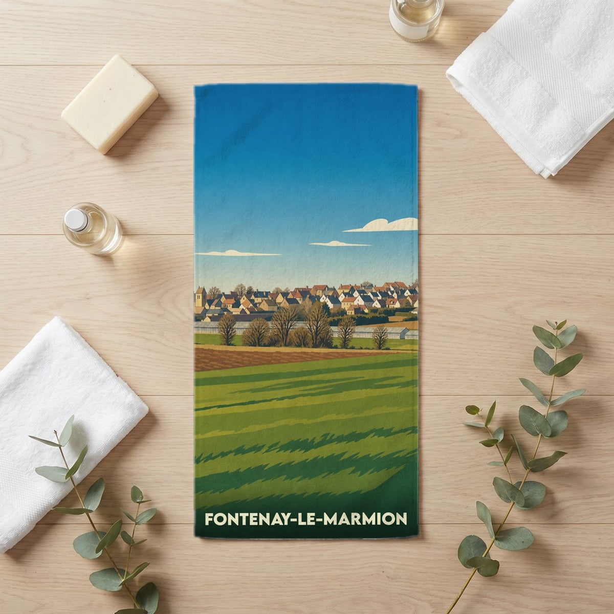 Serviette de bain 30 cm x 60 cm souvenir de Fontenay-le-Marmion