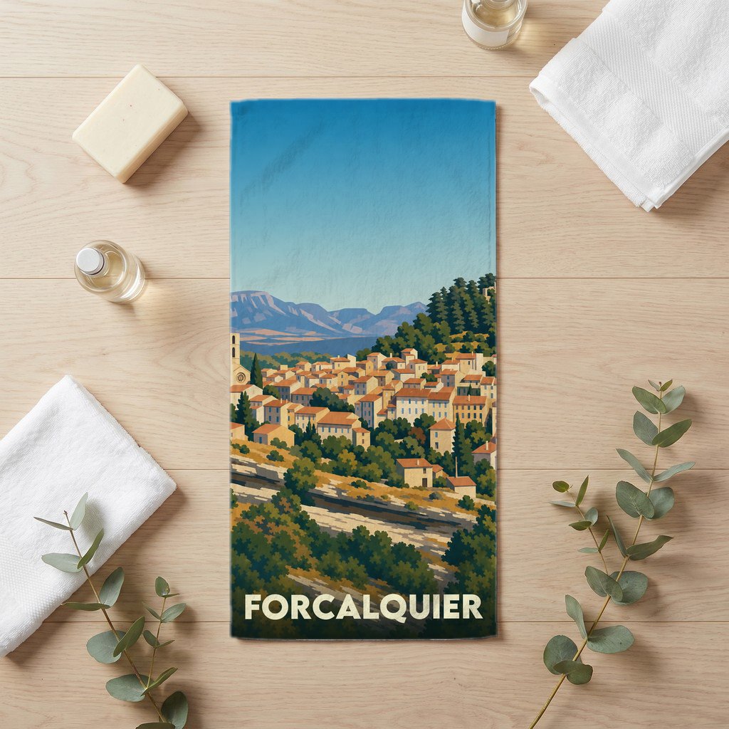 Serviette de bain 30 cm x 60 cm souvenir de Forcalquier