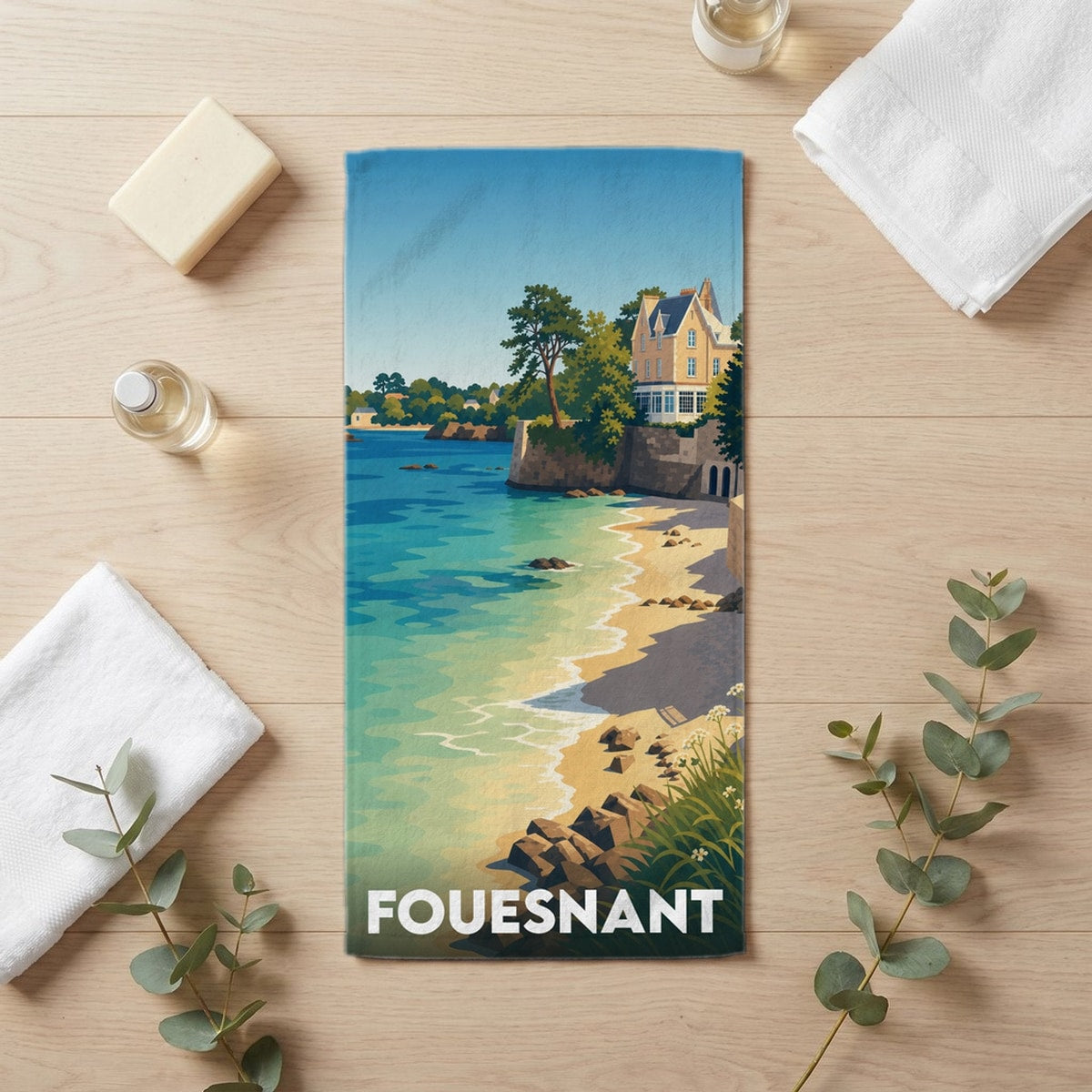 Serviette de bain 30 cm x 60 cm souvenir de Fouesnant