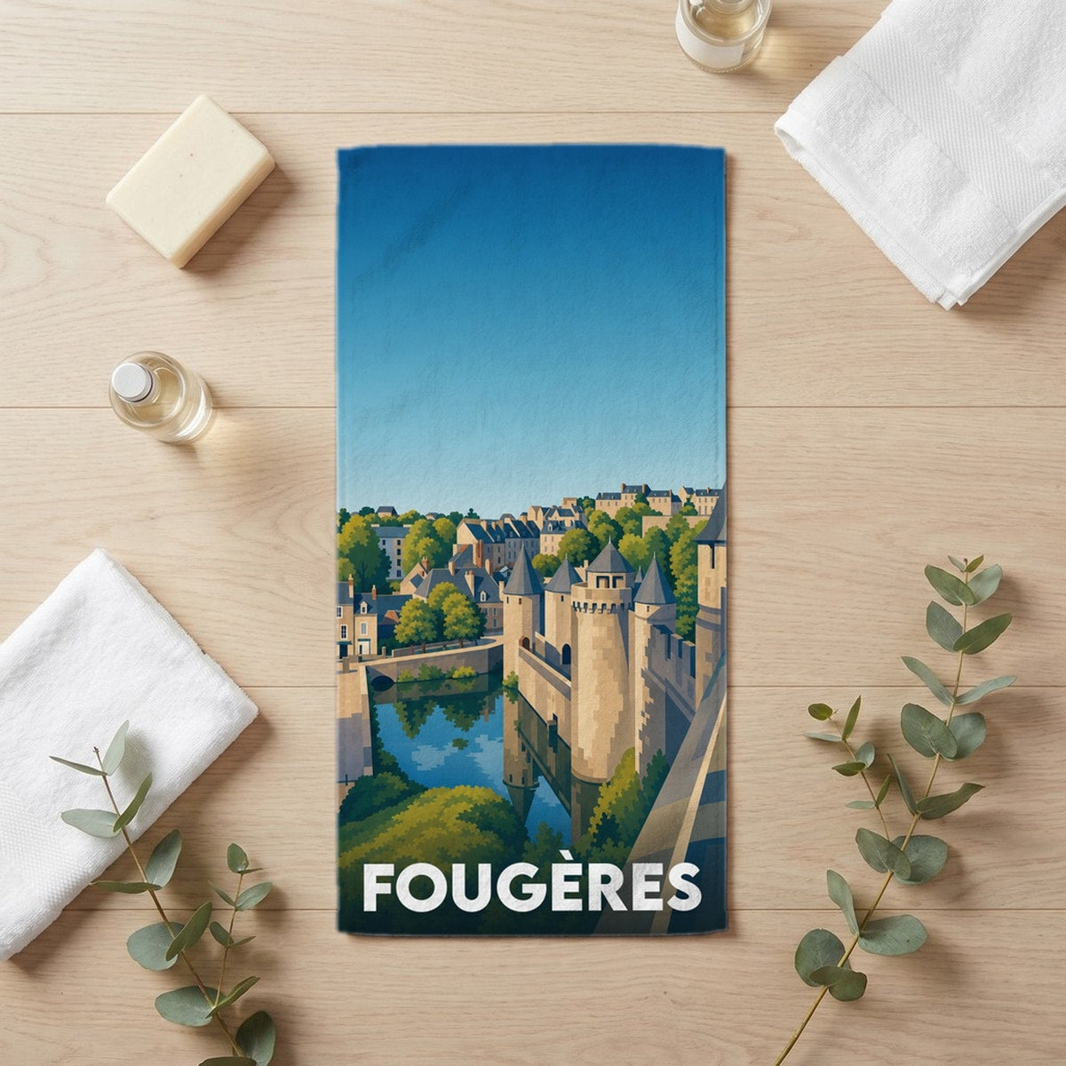 Serviette de bain 30 cm x 60 cm souvenir de Fougères