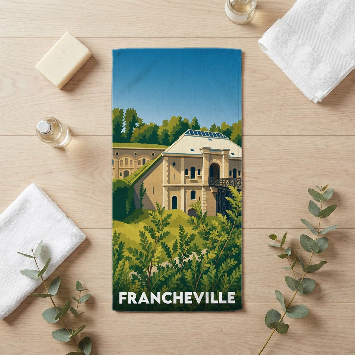 Serviette de bain 30 cm x 60 cm souvenir de Francheville