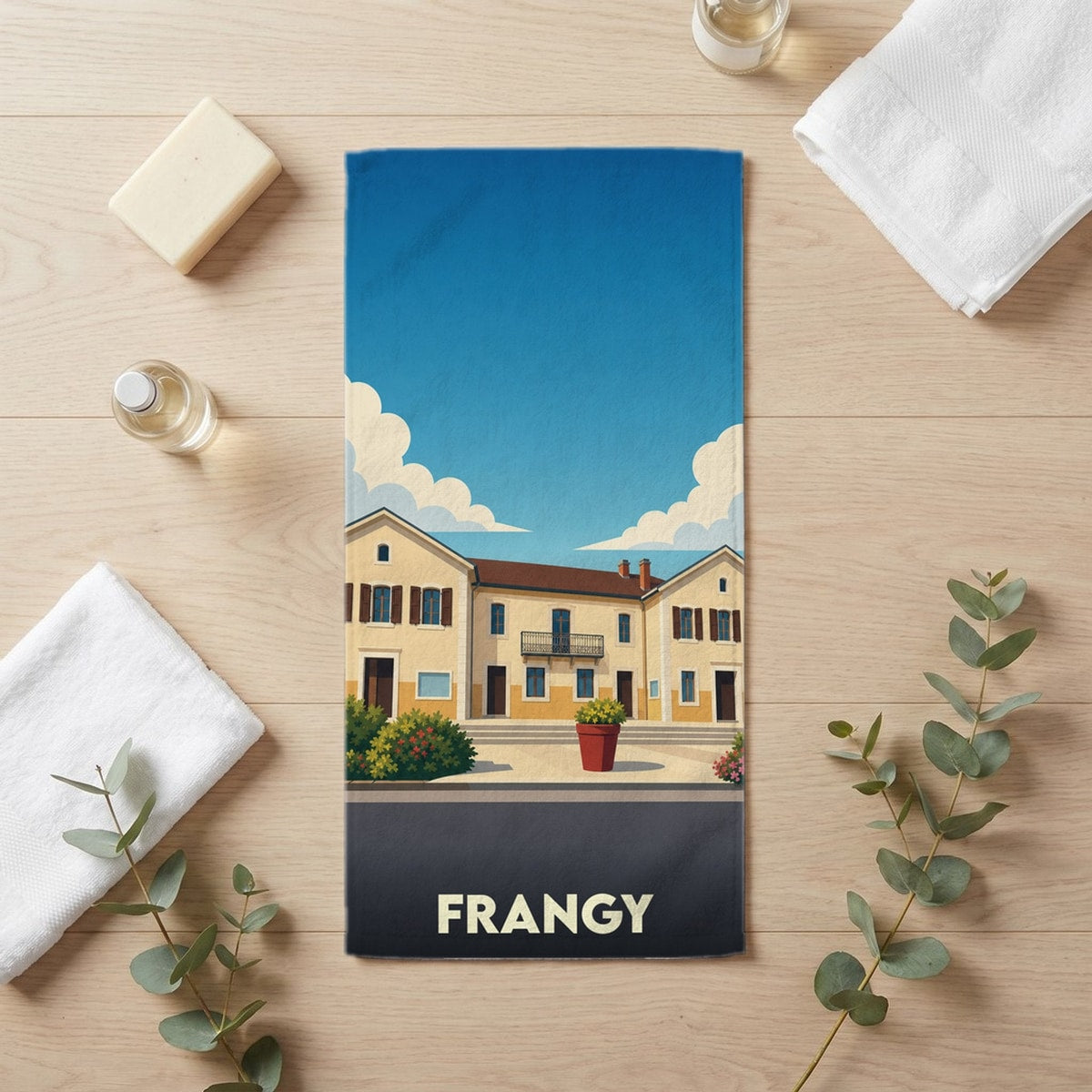 Serviette de bain 30 cm x 60 cm souvenir de Frangy