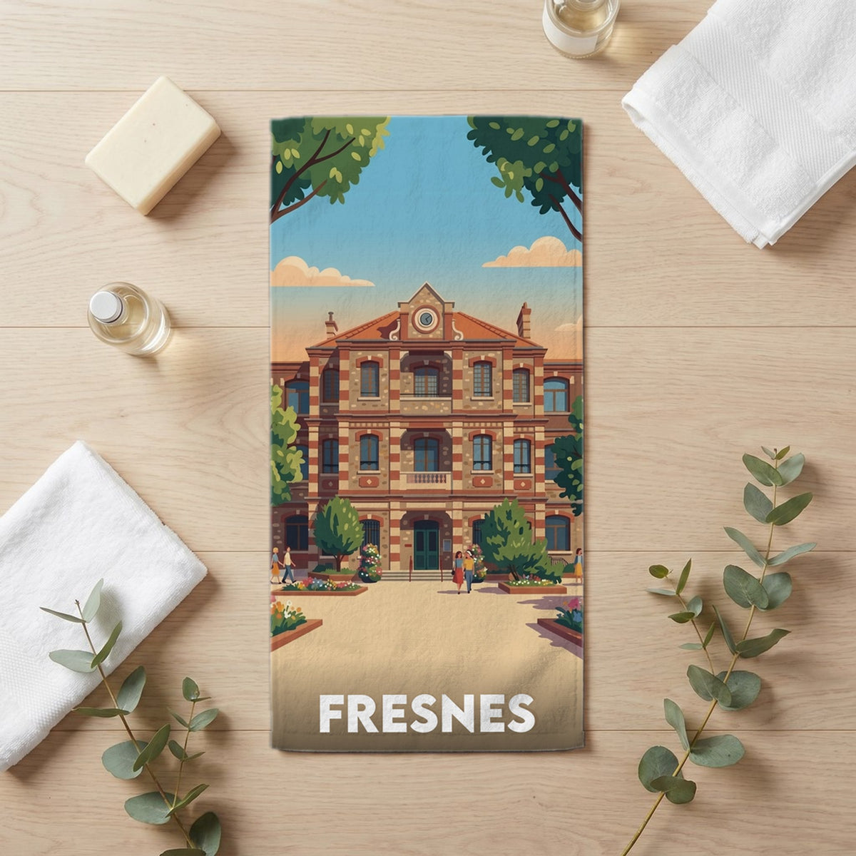 Serviette de bain 30 cm x 60 cm souvenir de Fresnes