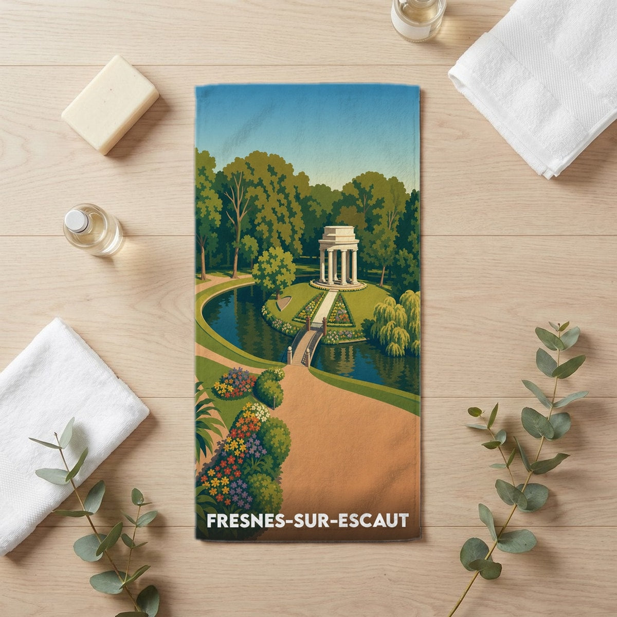 Serviette de bain 30 cm x 60 cm souvenir de Fresnes-sur-Escaut