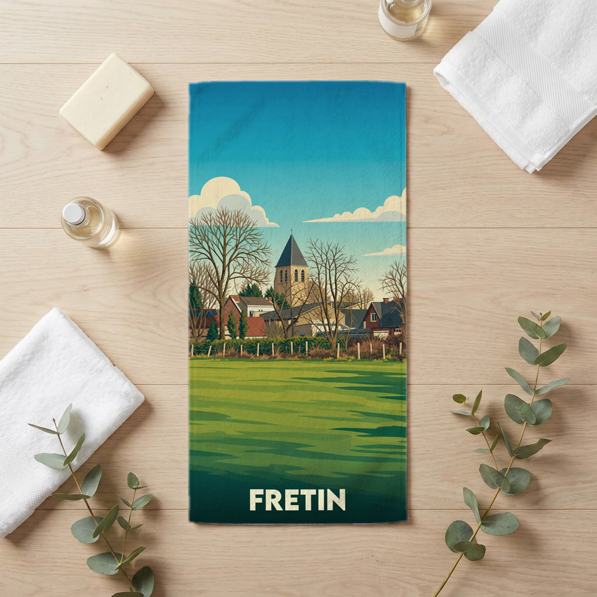 Serviette de bain 30 cm x 60 cm souvenir de Fretin