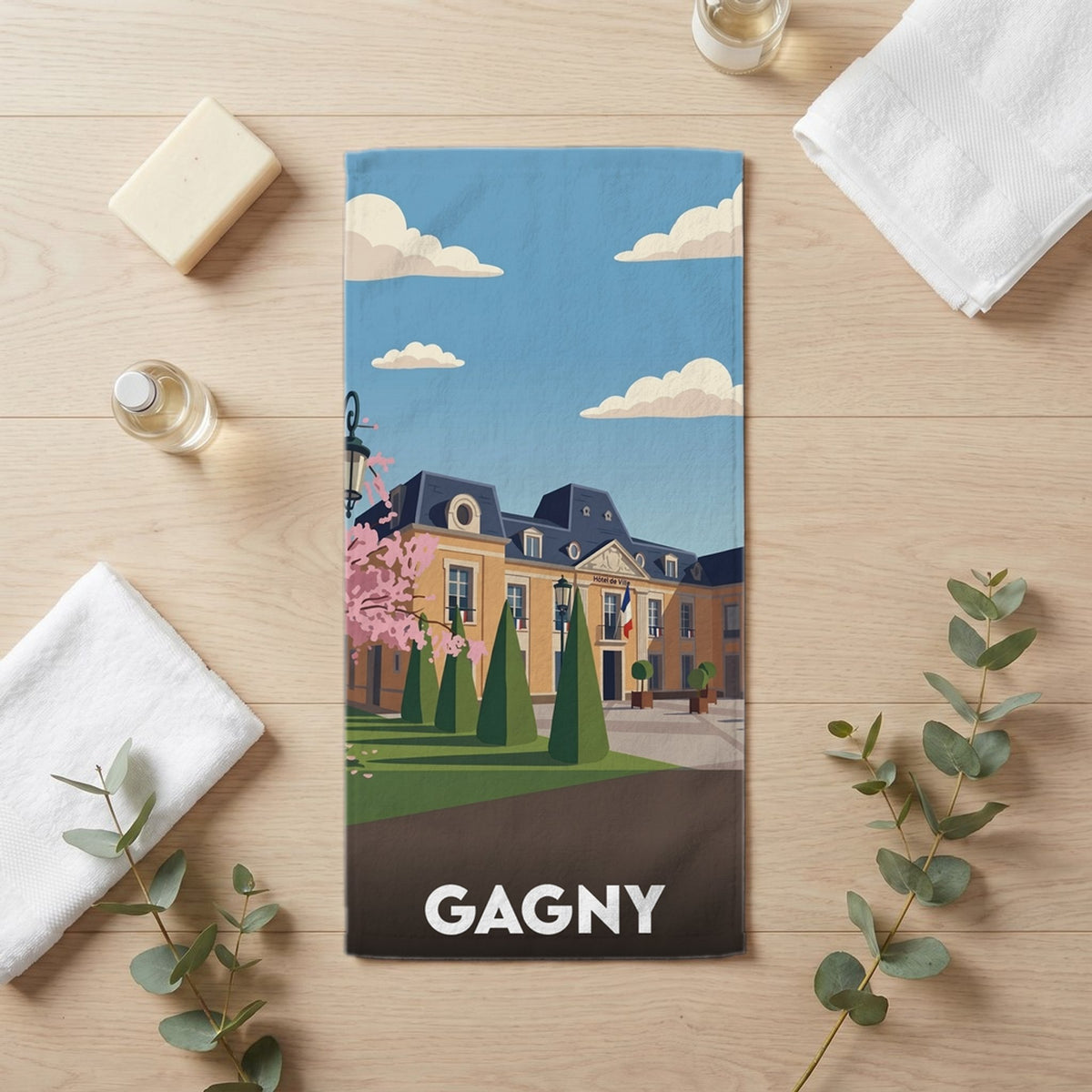 Serviette de bain 30 cm x 60 cm souvenir de Gagny