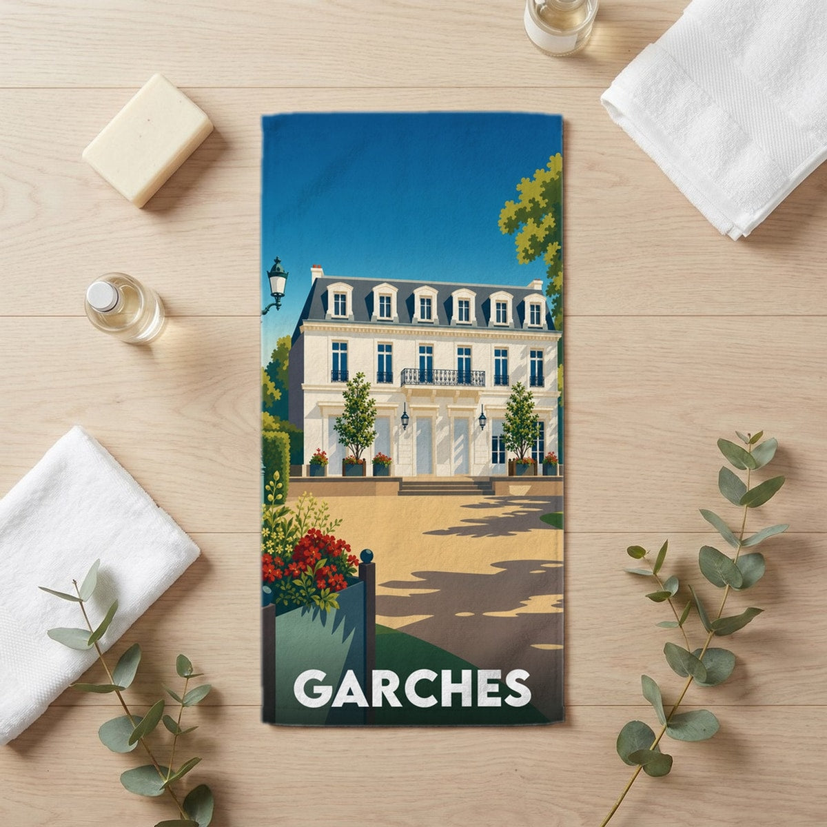 Serviette de bain 30 cm x 60 cm souvenir de Garches