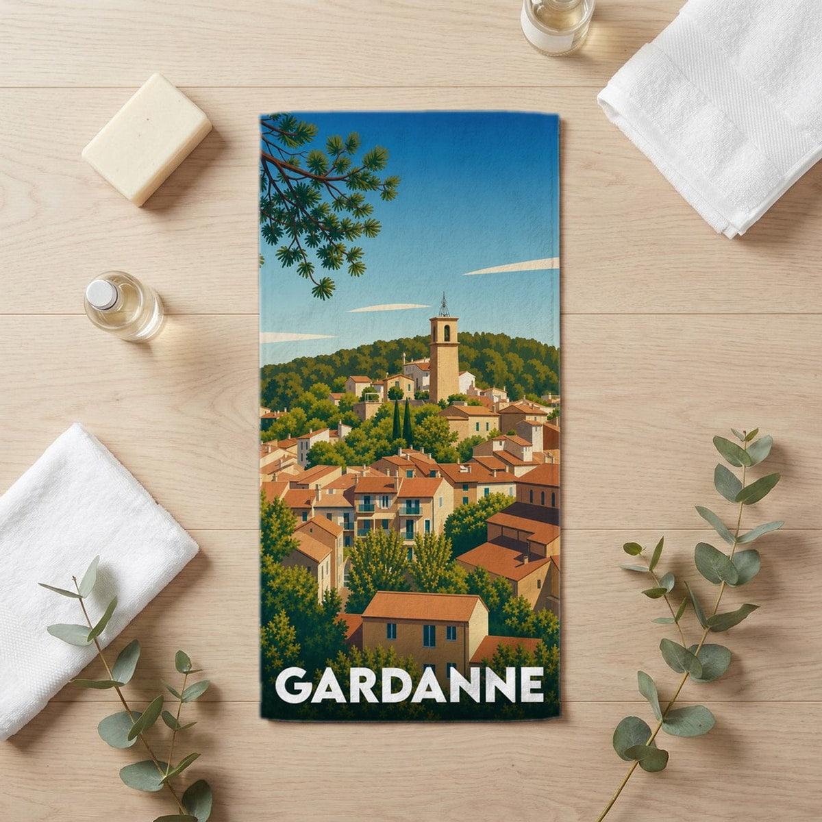 Serviette de bain 30 cm x 60 cm souvenir de Gardanne