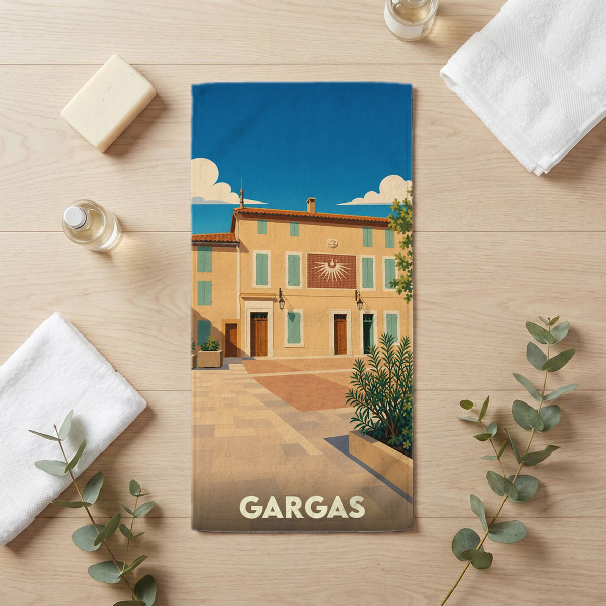 Serviette de bain 30 cm x 60 cm souvenir de Gargas