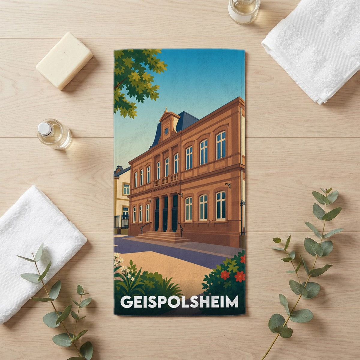 Serviette de bain 30 cm x 60 cm souvenir de Geispolsheim
