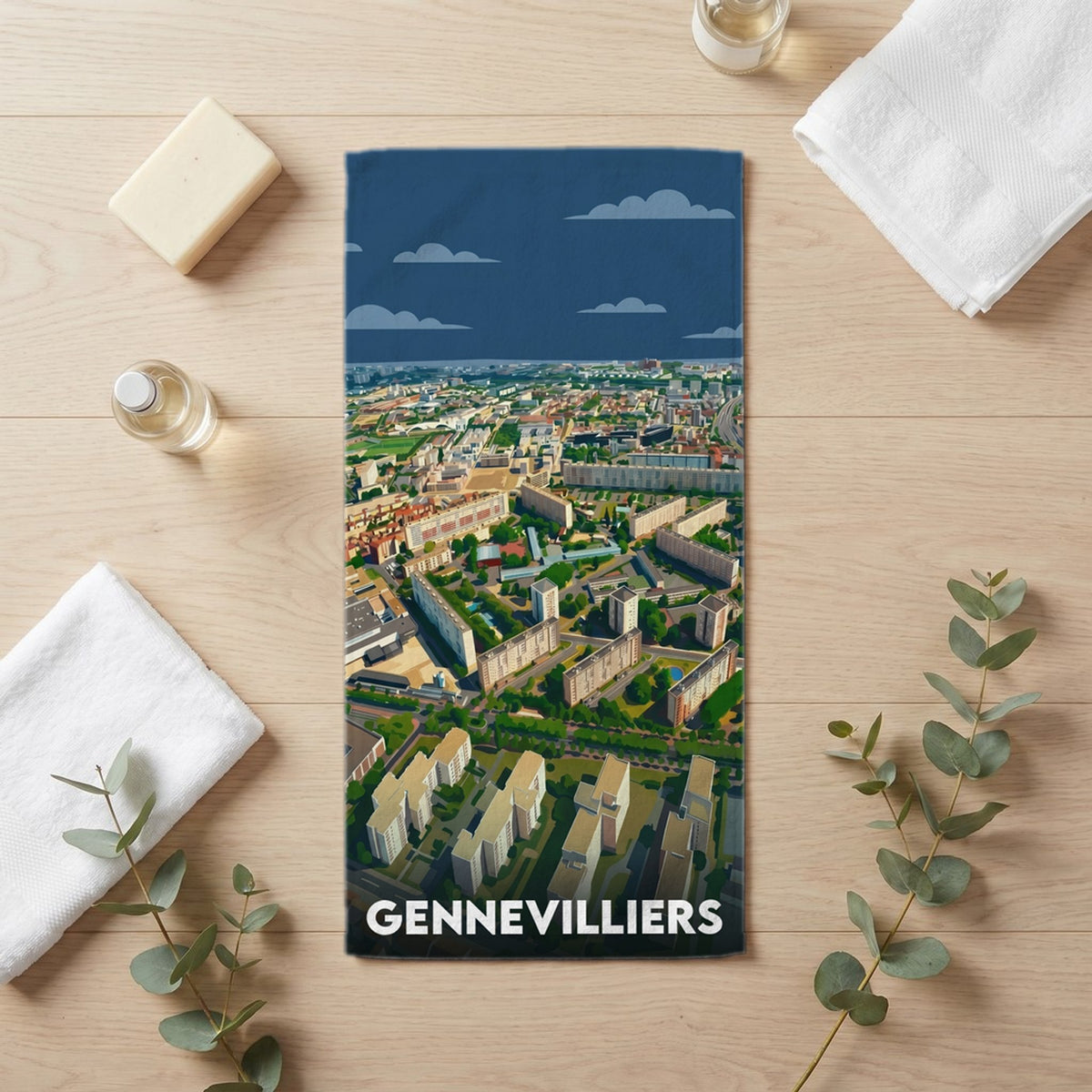 Serviette de bain 30 cm x 60 cm souvenir de Gennevilliers