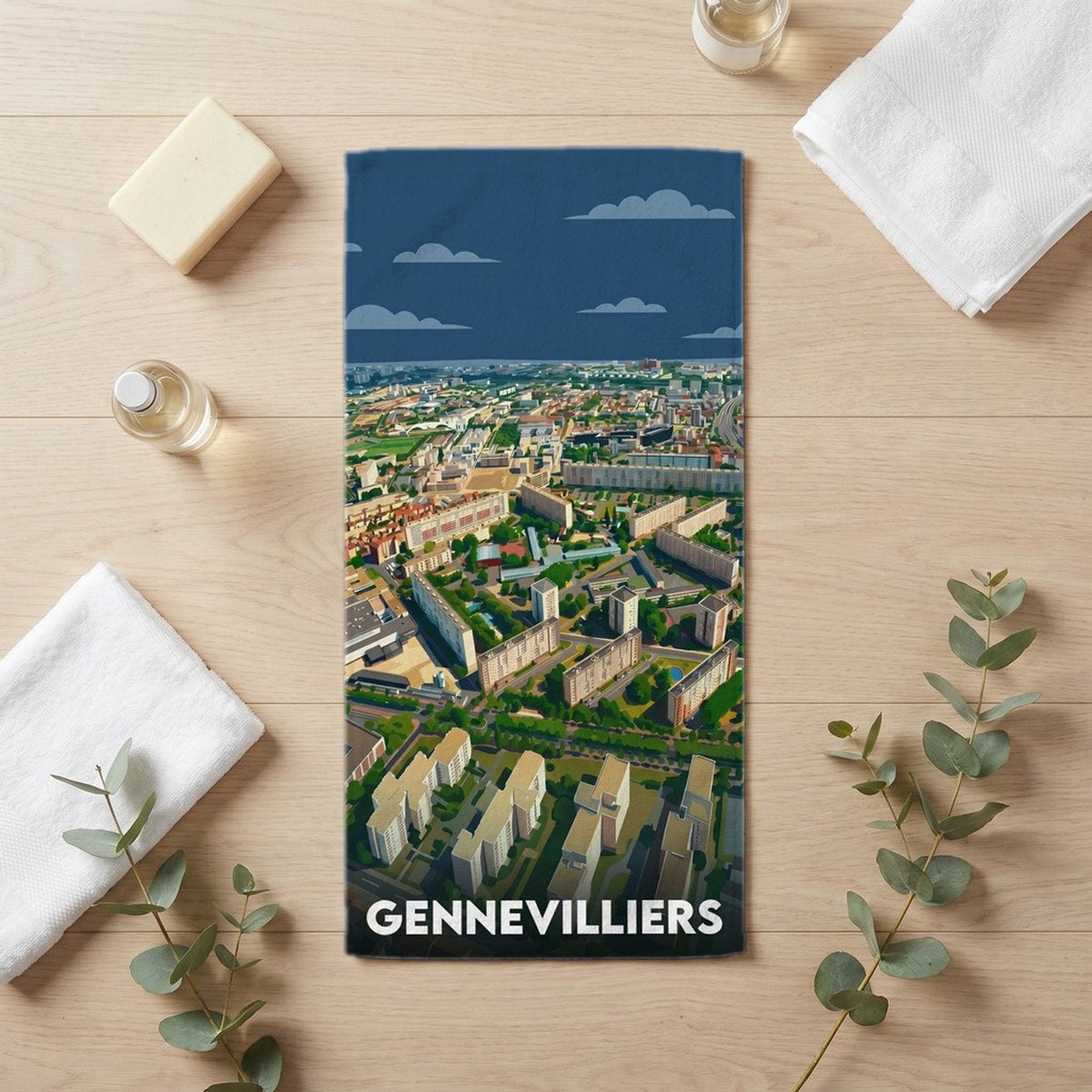 Serviette de bain 30 cm x 60 cm souvenir de Gennevilliers