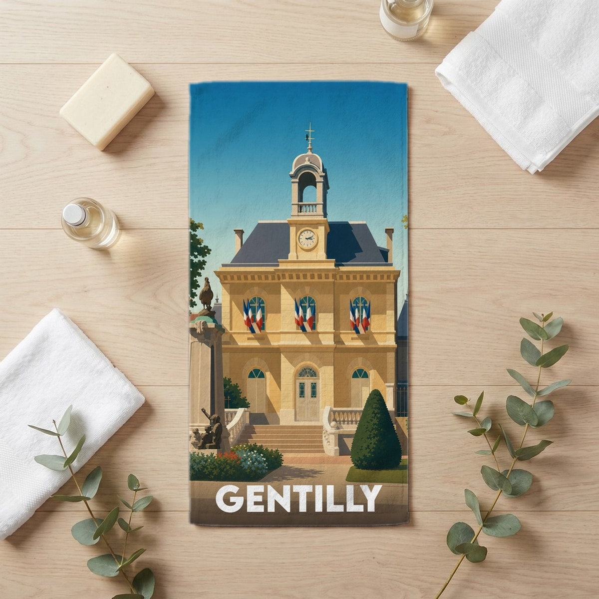 Serviette de bain 30 cm x 60 cm souvenir de Gentilly