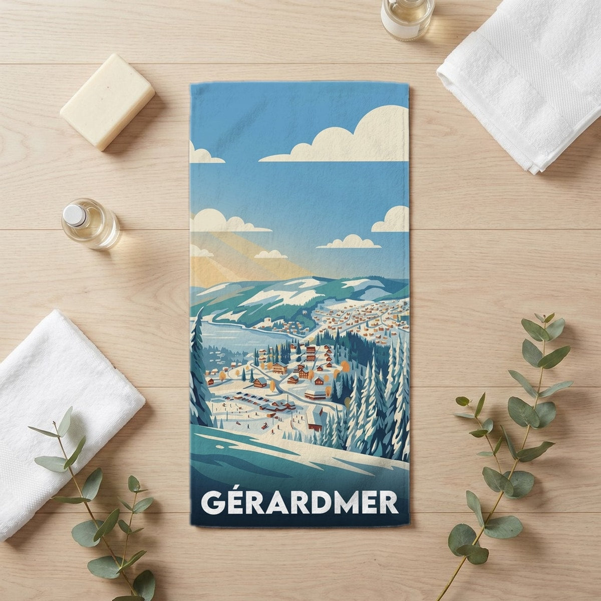 Serviette de bain 30 cm x 60 cm souvenir de Gérardmer