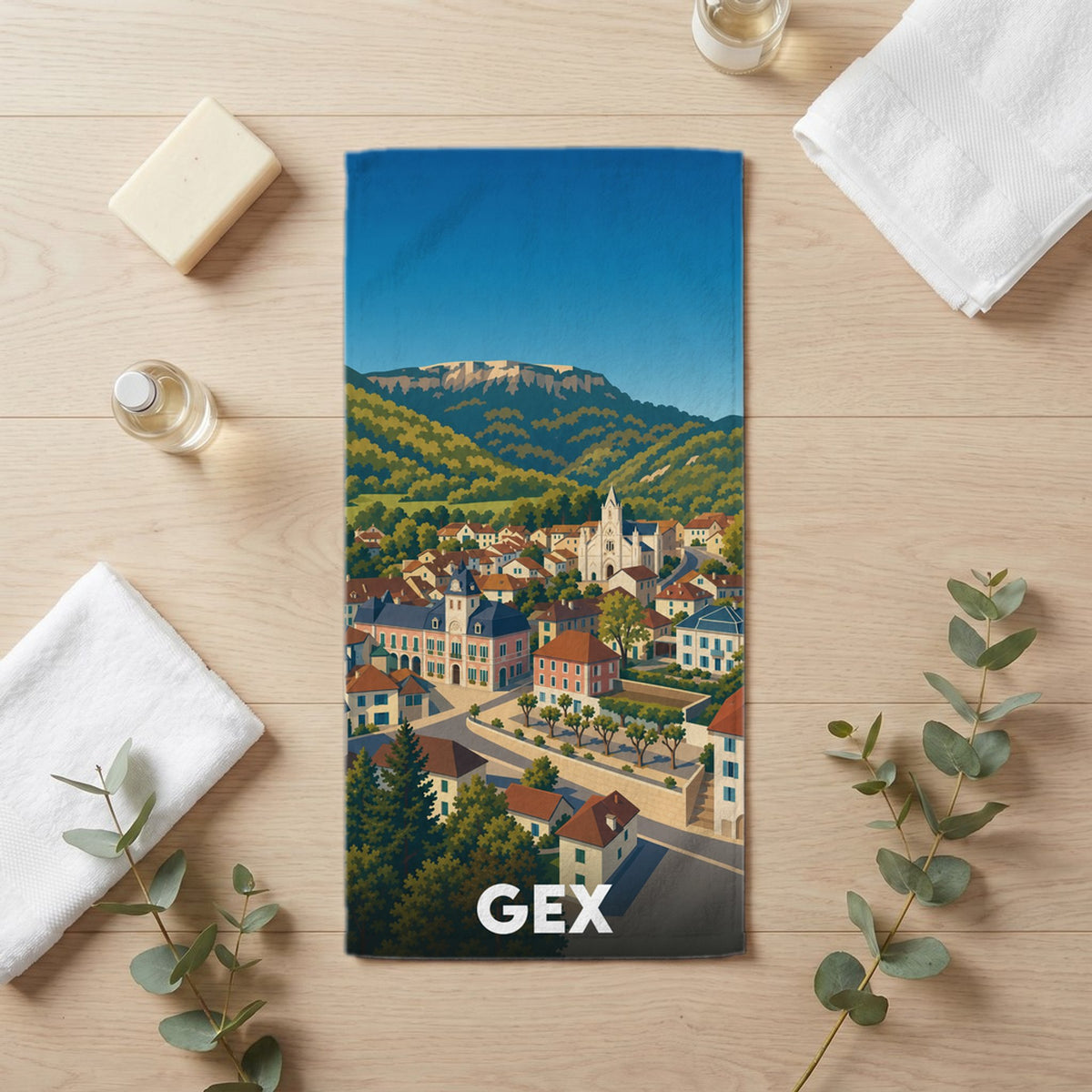 Serviette de bain 30 cm x 60 cm souvenir de Gex