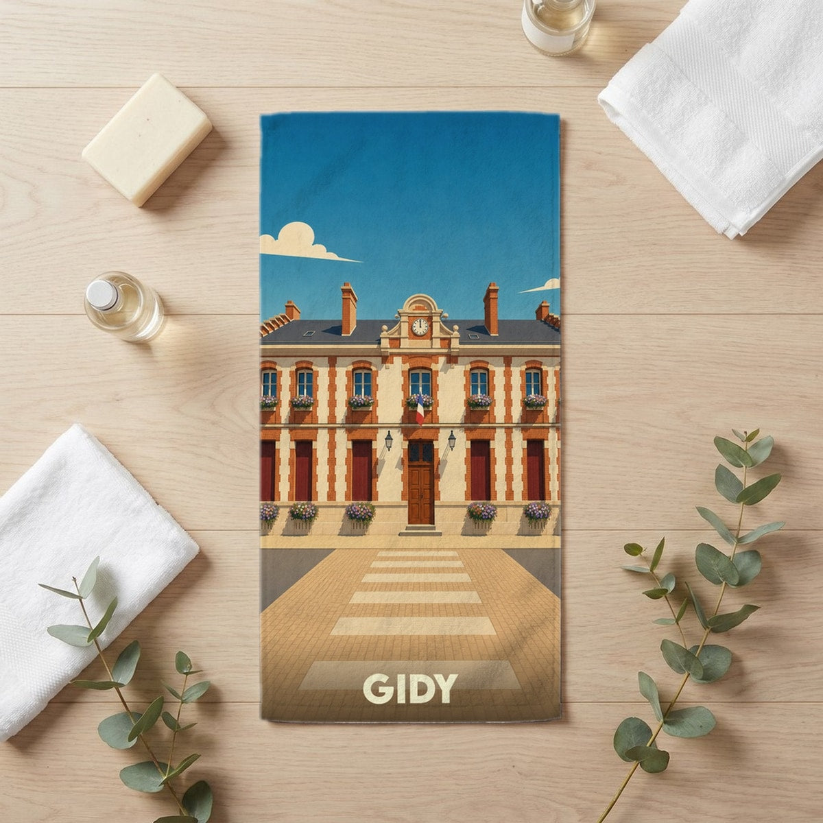 Serviette de bain 30 cm x 60 cm souvenir de Gidy