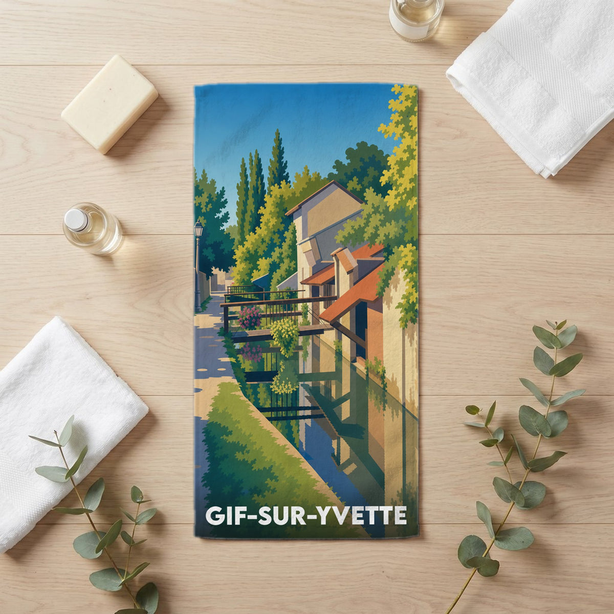 Serviette de bain 30 cm x 60 cm souvenir de Gif-sur-Yvette