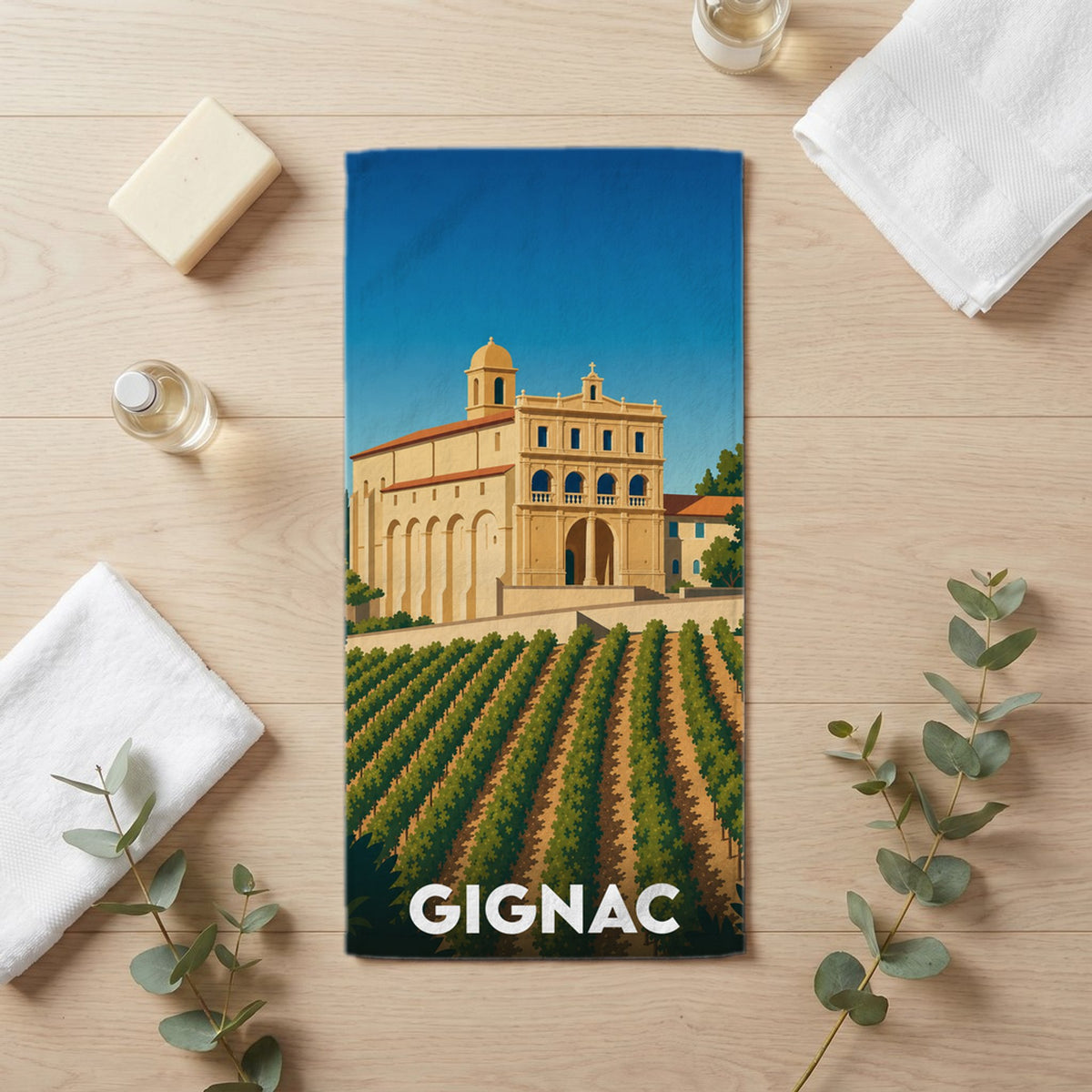 Serviette de bain 30 cm x 60 cm souvenir de Gignac