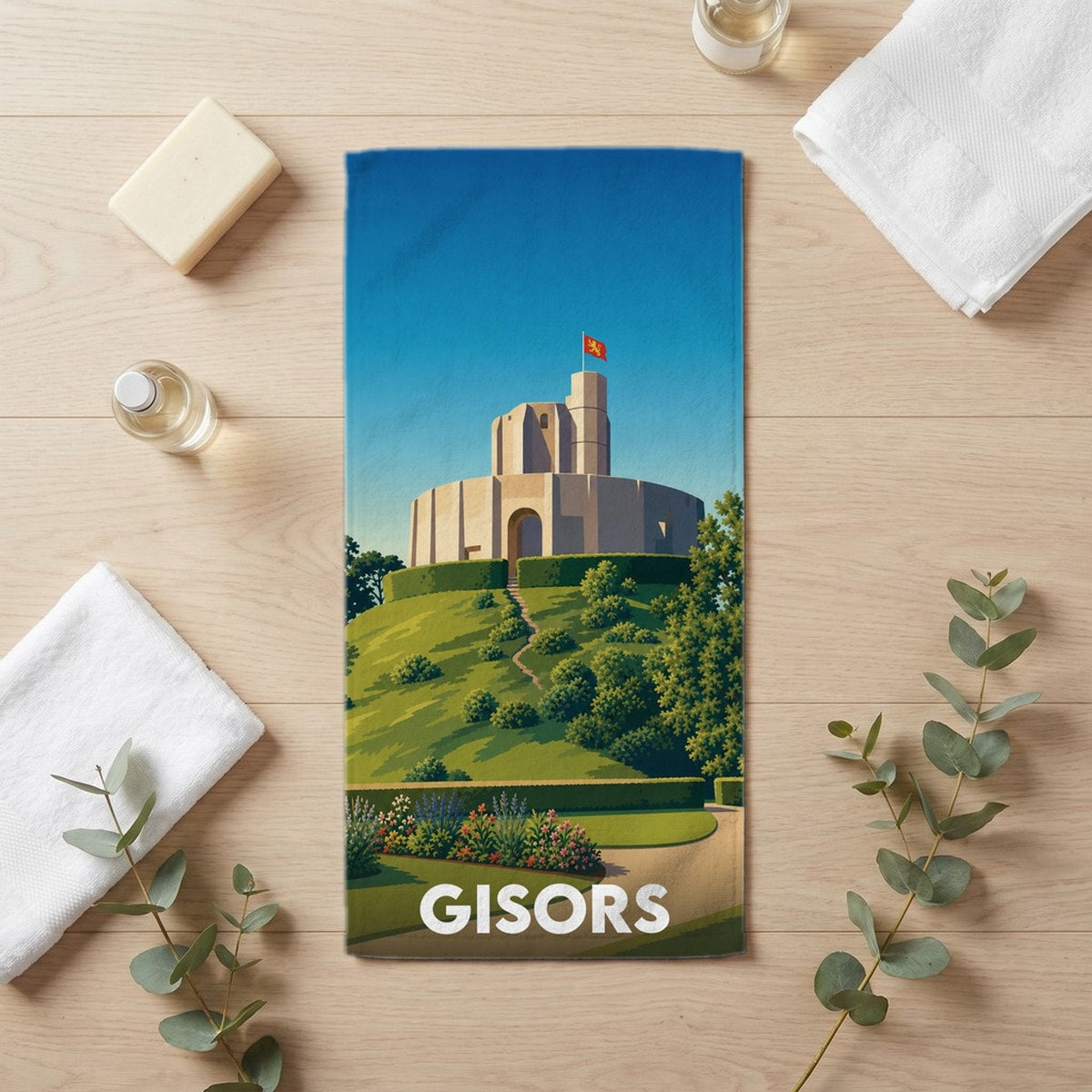 Serviette de bain 30 cm x 60 cm souvenir de Gisors