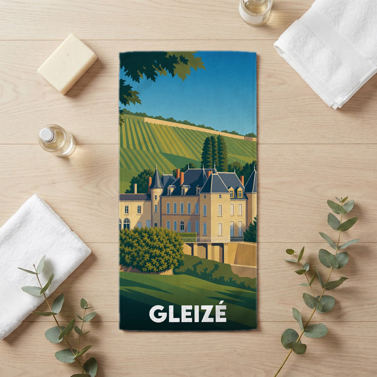 Serviette de bain 30 cm x 60 cm souvenir de Gleizé