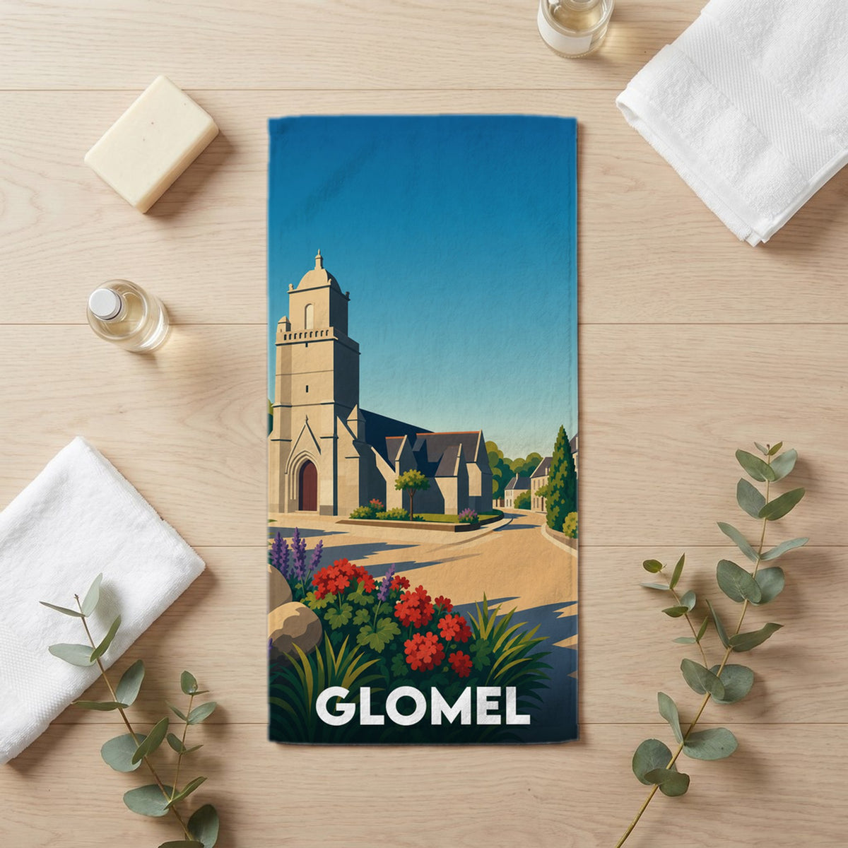 Serviette de bain 30 cm x 60 cm souvenir de Glomel
