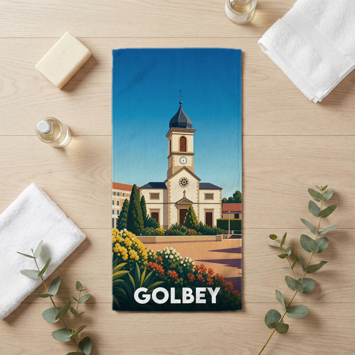 Serviette de bain 30 cm x 60 cm souvenir de Golbey