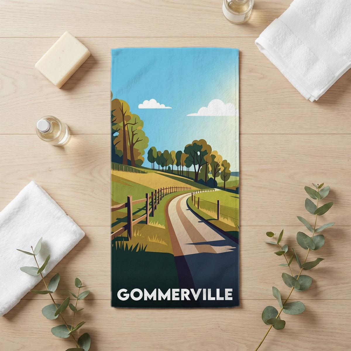 Serviette de bain 30 cm x 60 cm souvenir de Gommerville