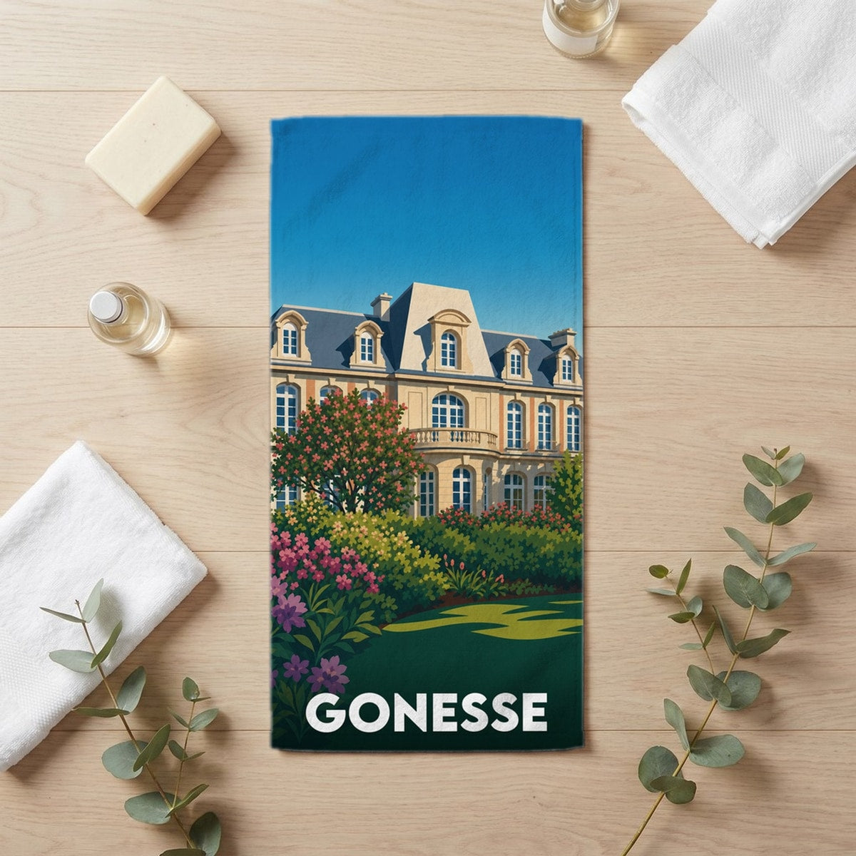Serviette de bain 30 cm x 60 cm souvenir de Gonesse