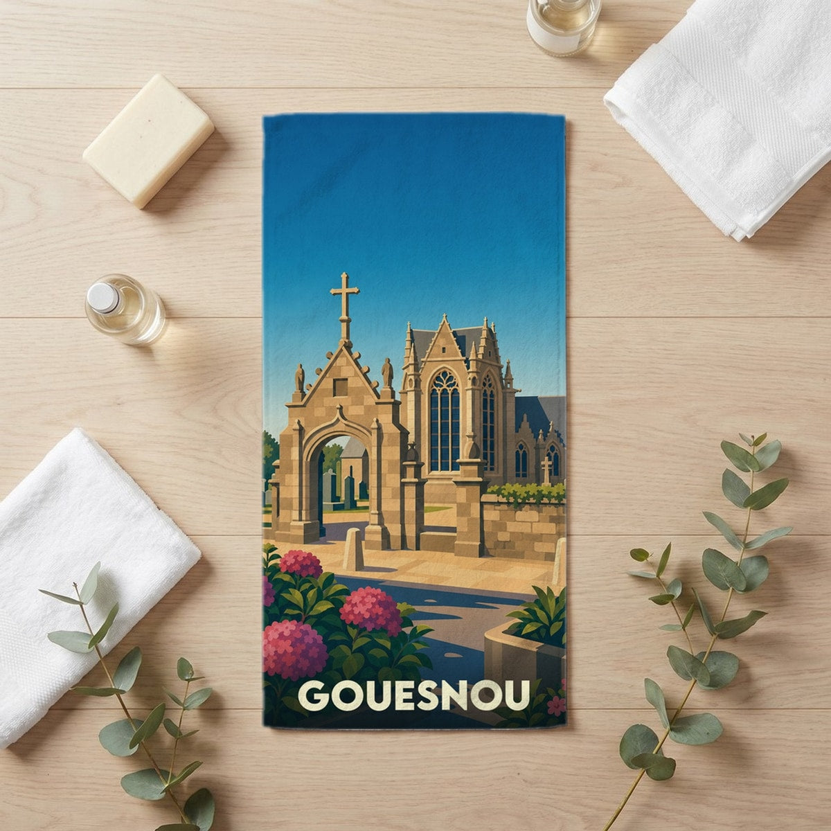 Serviette de bain 30 cm x 60 cm souvenir de Gouesnou