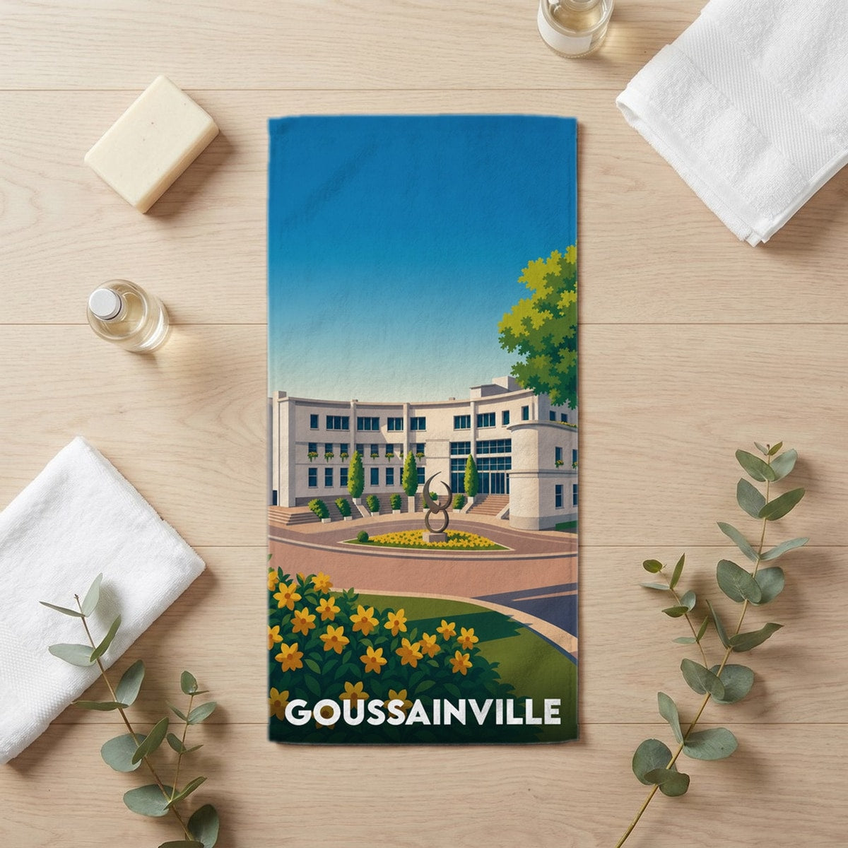 Serviette de bain 30 cm x 60 cm souvenir de Goussainville