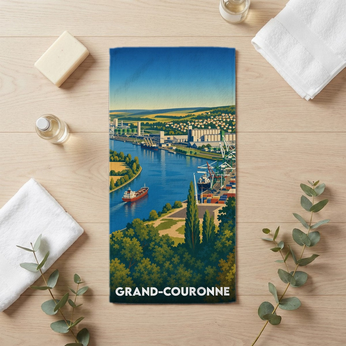 Serviette de bain 30 cm x 60 cm souvenir de Grand-Couronne