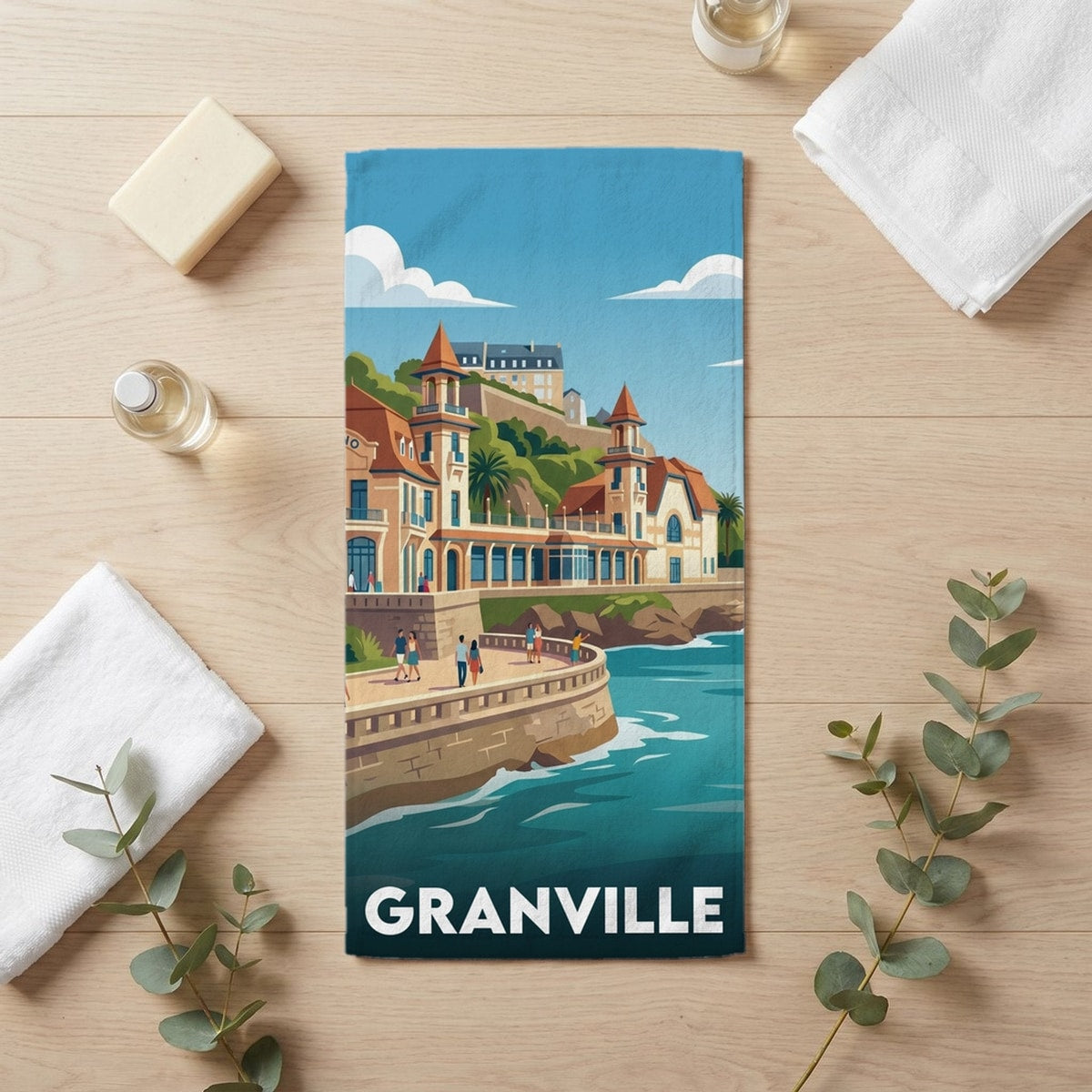 Serviette de bain 30 cm x 60 cm souvenir de Granville