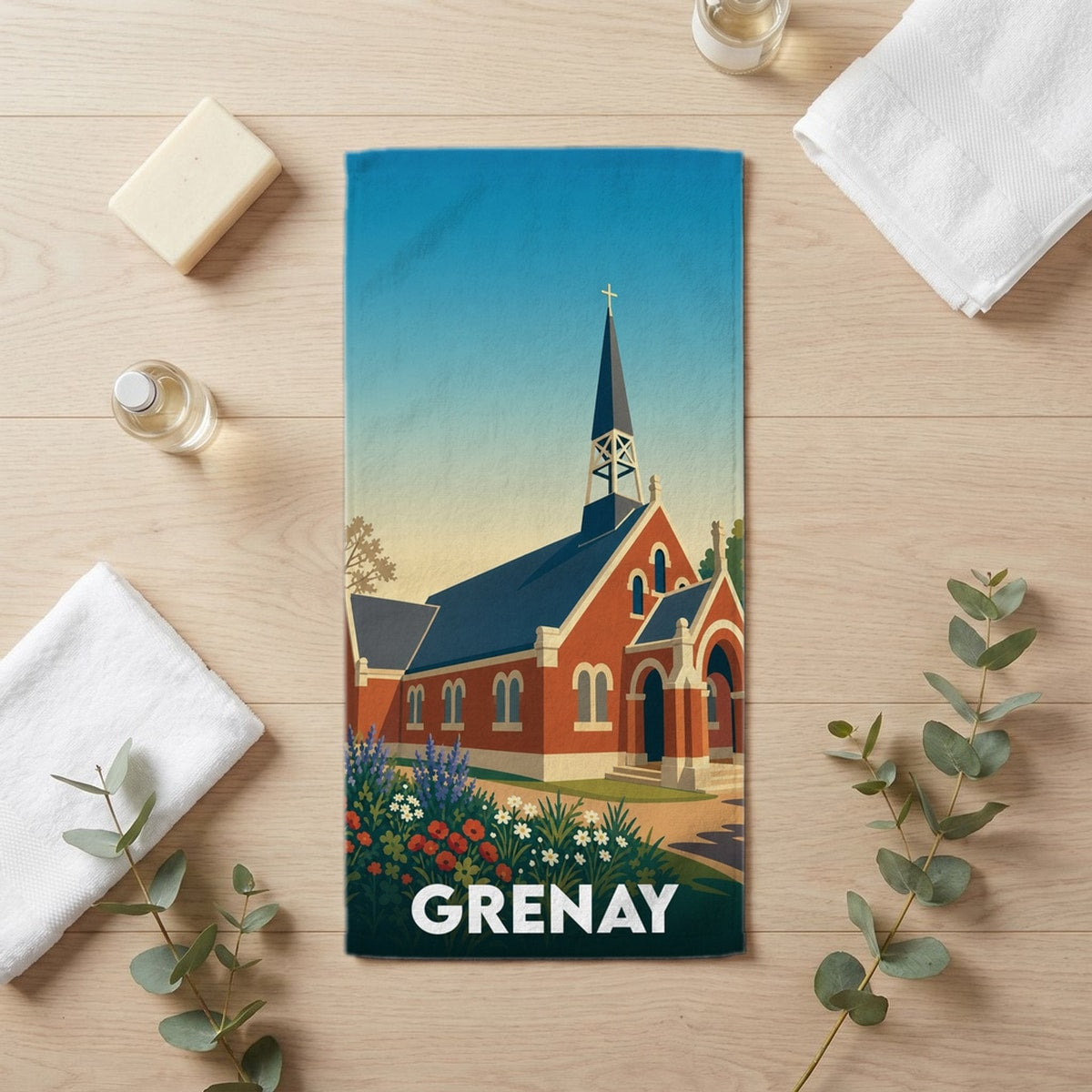 Serviette de bain 30 cm x 60 cm souvenir de Grenay