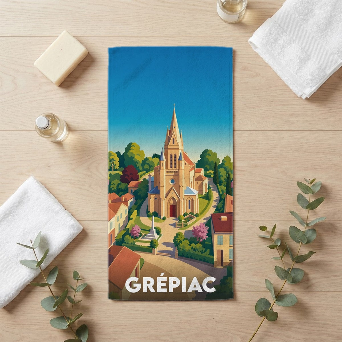 Serviette de bain 30 cm x 60 cm souvenir de Grépiac