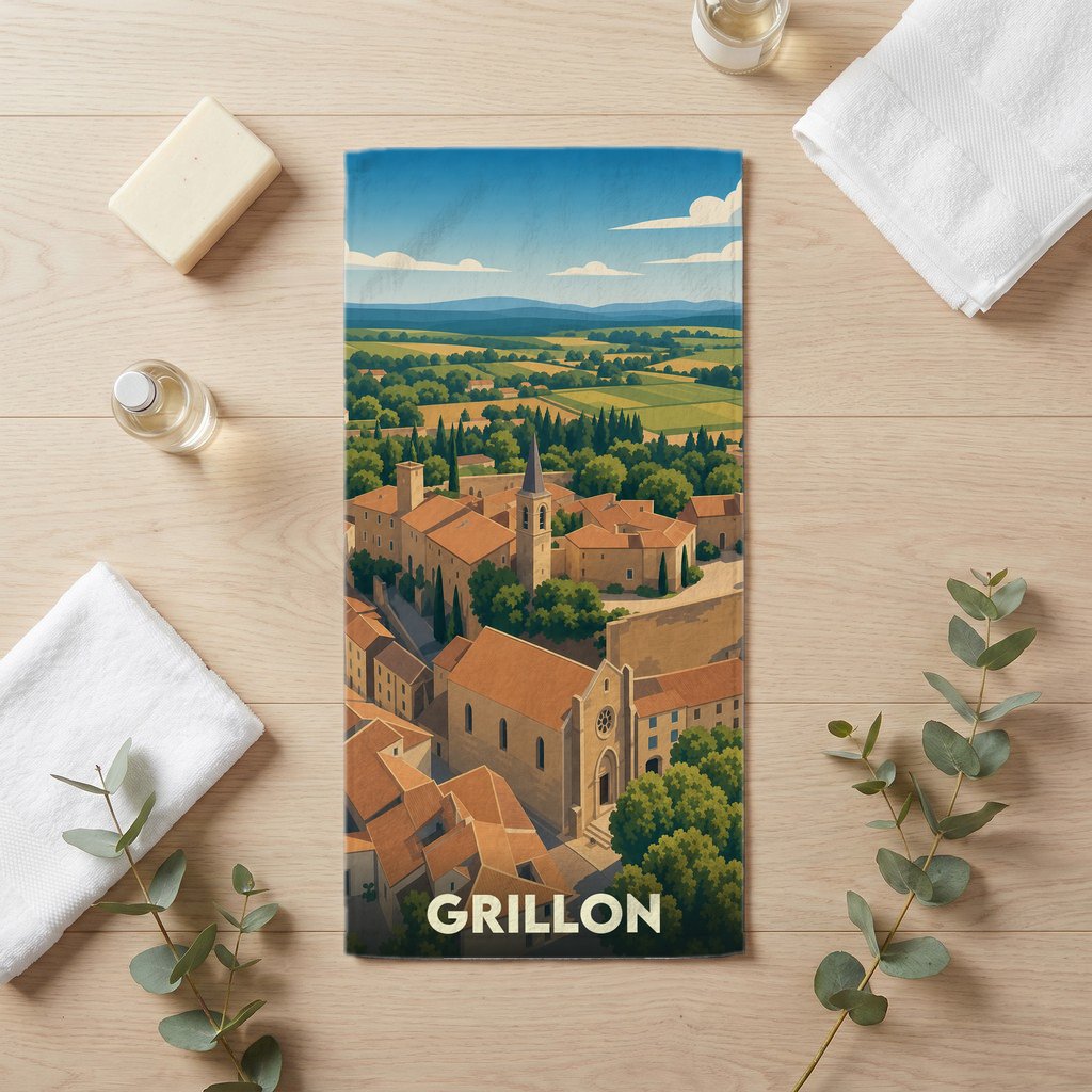 Serviette de bain 30 cm x 60 cm souvenir de Grillon