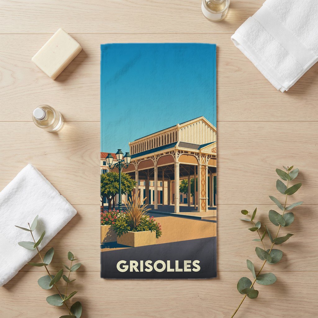 Serviette de bain 30 cm x 60 cm souvenir de Grisolles