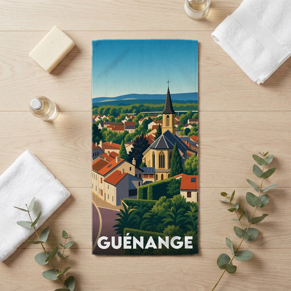 Serviette de bain 30 cm x 60 cm souvenir de Guénange