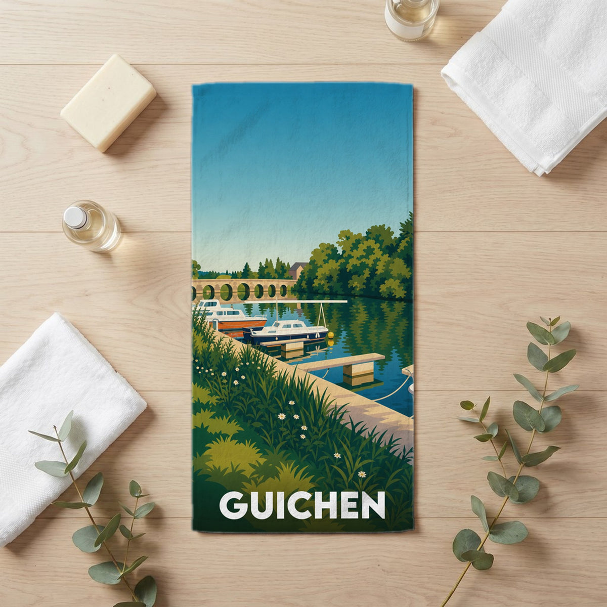 Serviette de bain 30 cm x 60 cm souvenir de Guichen